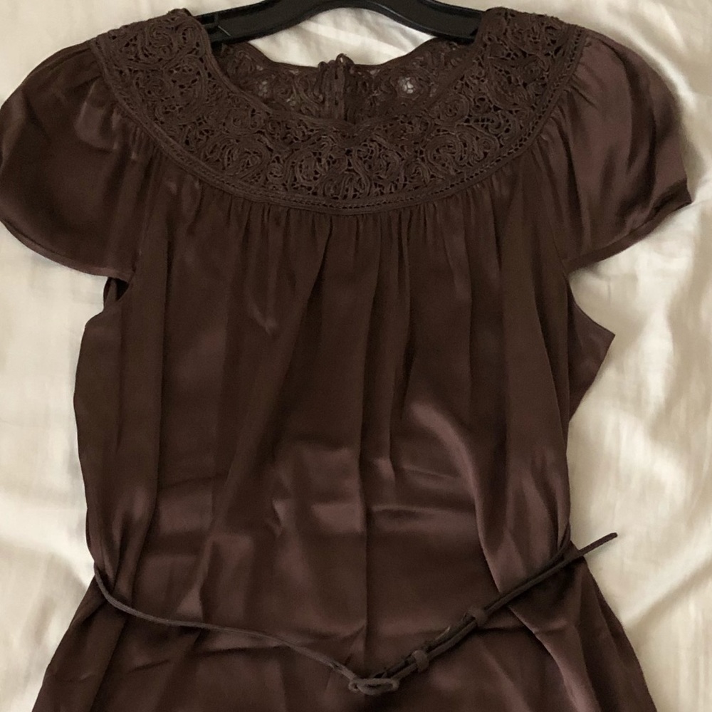 Elie Tahari Lace Yoke Silk Dress